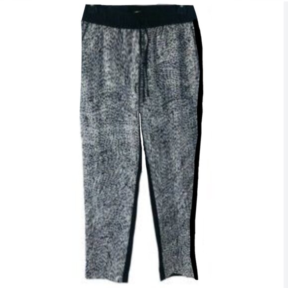 Banana Republic Patterned Drawstring Ankle Pants (SOLID BLACK BACK) - Picture 1 of 12